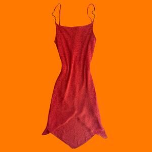 90's 00's vintage red floral asymmetrical y2k dress Size 11/12 my Michelle